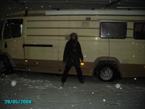 snowing outside the van 2